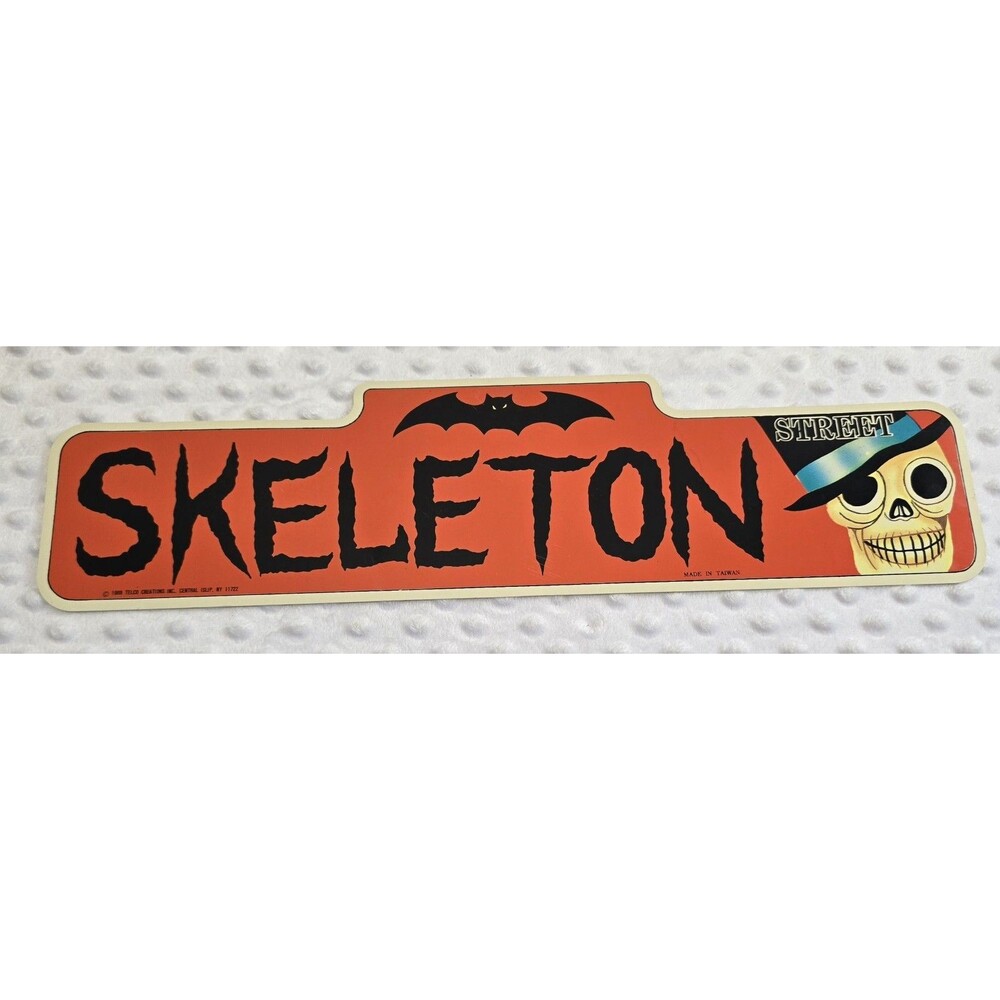 Vintage Telco Creations Halloween Sign Skeleton Street 1988 Made In Taiwan Skull